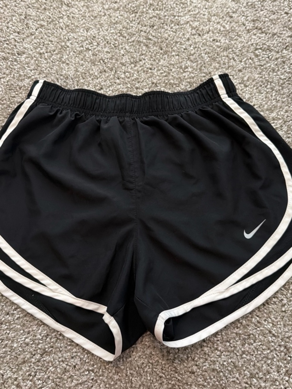 Nike Women's Black Athletic Shorts with White Piping